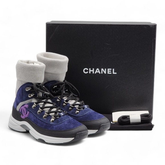 Chanel CC Hi-Top Sock Sneakers 39 (9 US) $1525 NWB - Picture 1 of 9